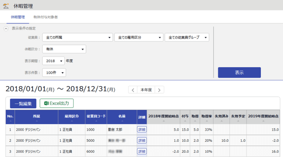 休暇の管理